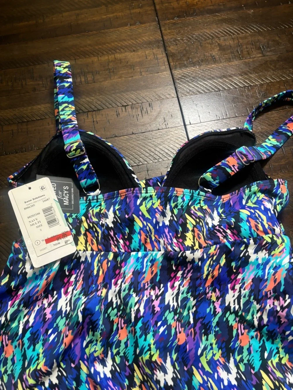 Swim Solutions Multicolor Ruffle Tankini with Black Bottoms Size 8 
#00016 - Picture 7 of 10